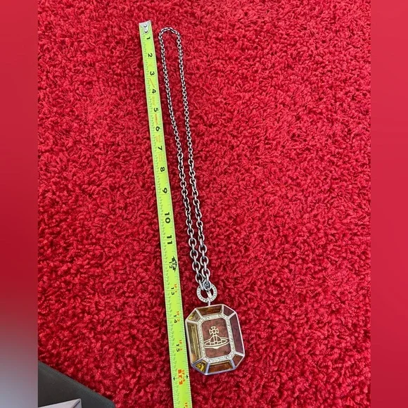 Vivienne Westwood VINTAGE BRAND NEW AW2011 Necklace Olive Green/Silver/Swarovski - Picture 8 of 11